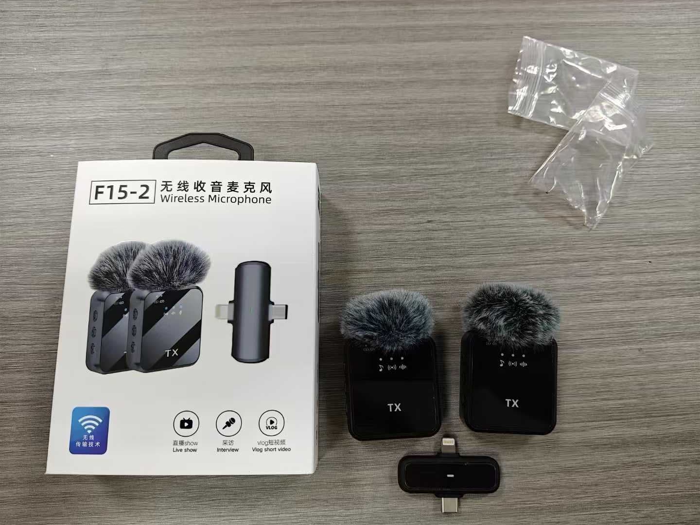 Microphone 2in1 Wireless Lavalier F15-2 USB Type C + i Phone